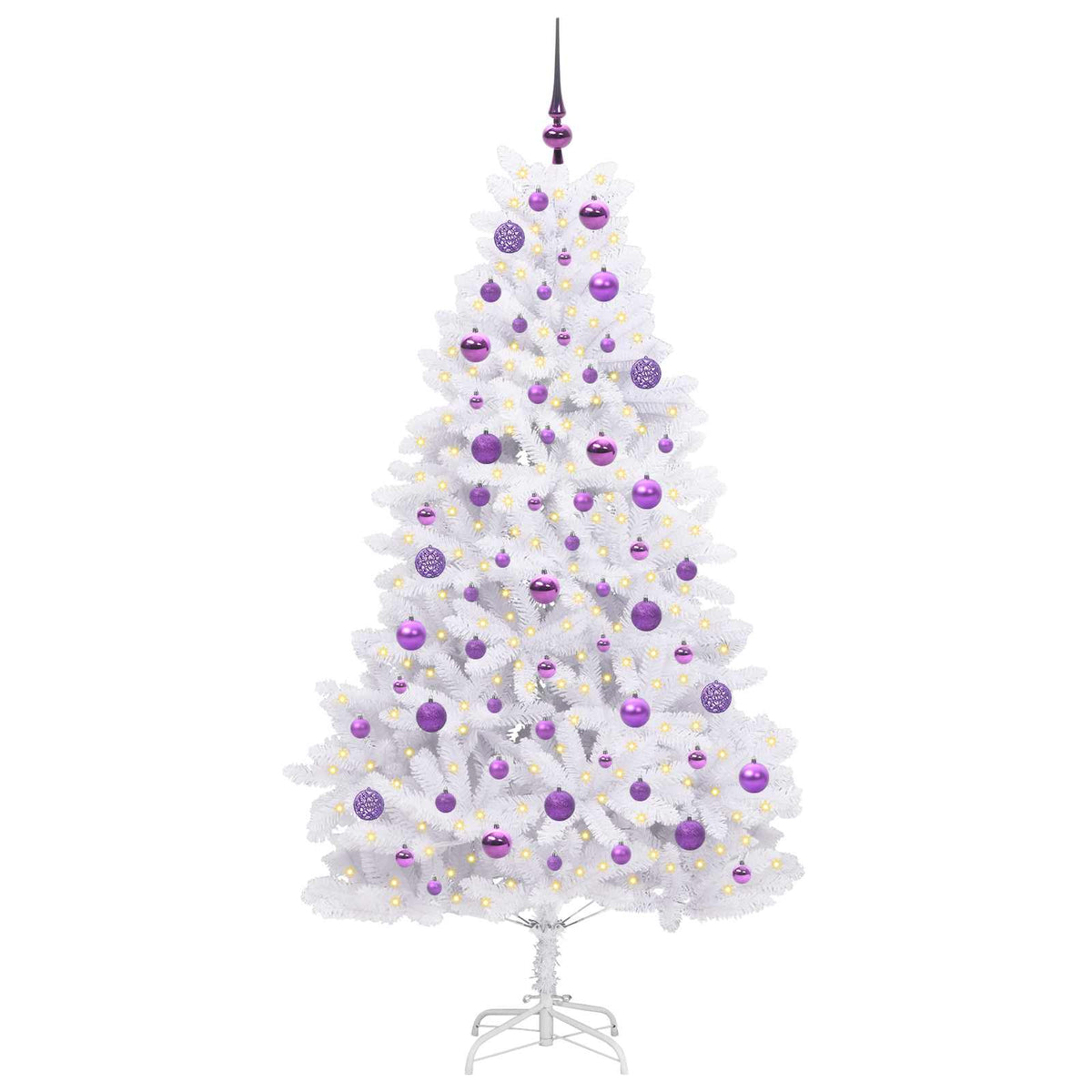 Artificial Hinged Christmas Tree White 180 cm PVC and Steel