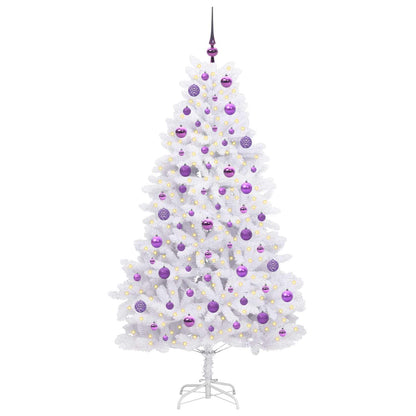 Artificial Hinged Christmas Tree White 180 cm PVC and Steel