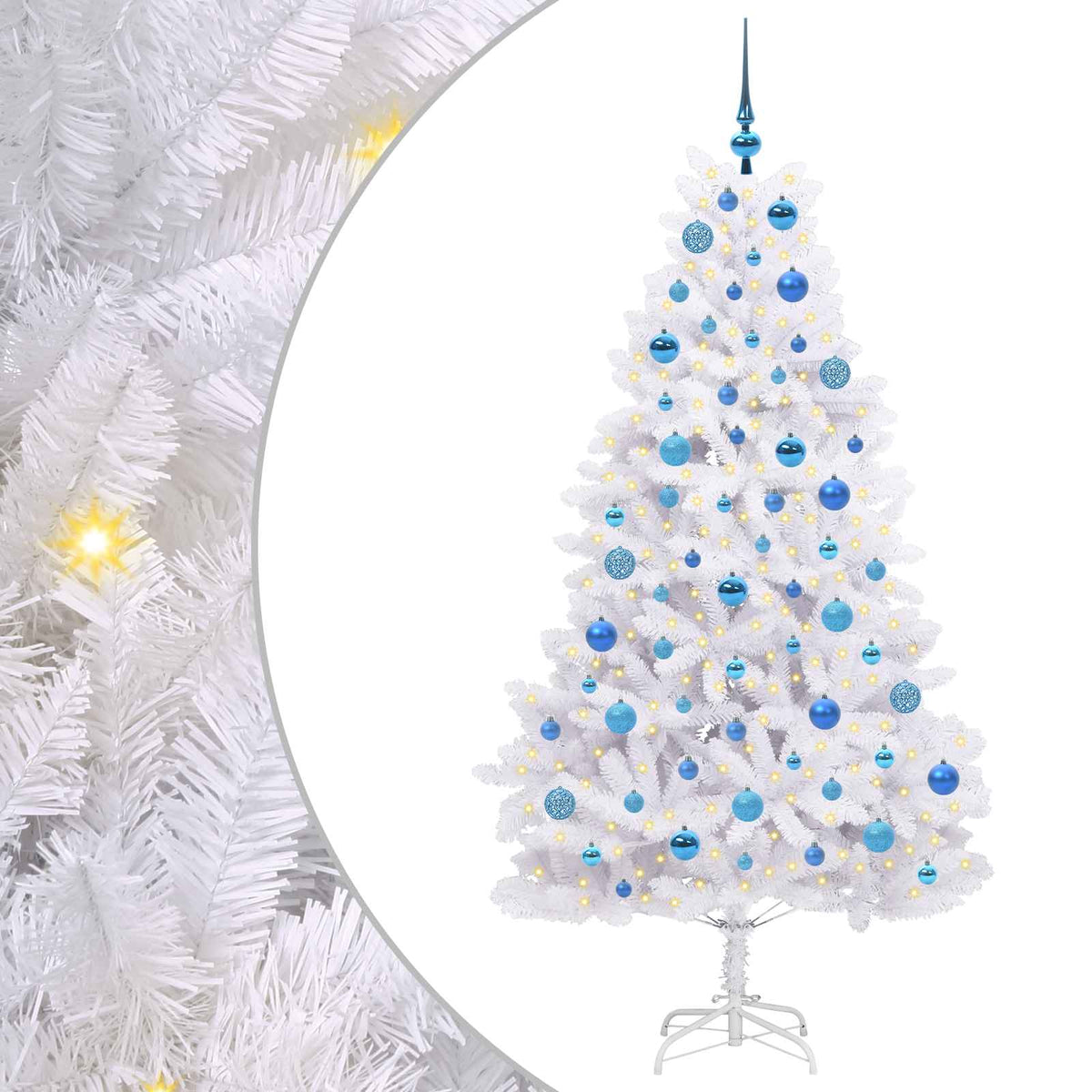 Artificial Hinged Christmas Tree White 180 cm PVC and Steel