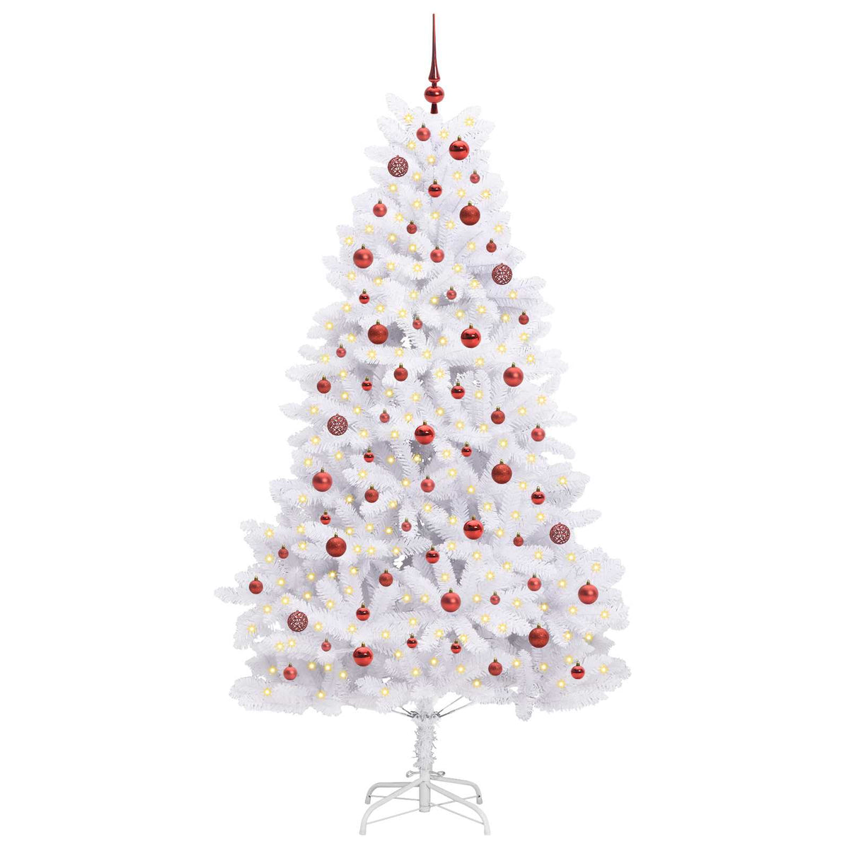 Artificial Hinged Christmas Tree White 210 cm PVC and Steel