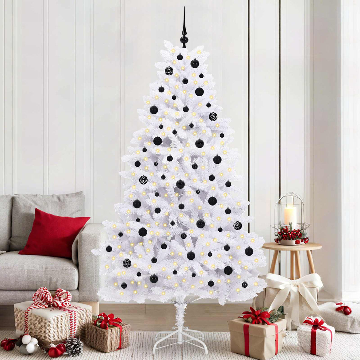 Artificial Hinged Christmas Tree White 210 cm PVC and Steel