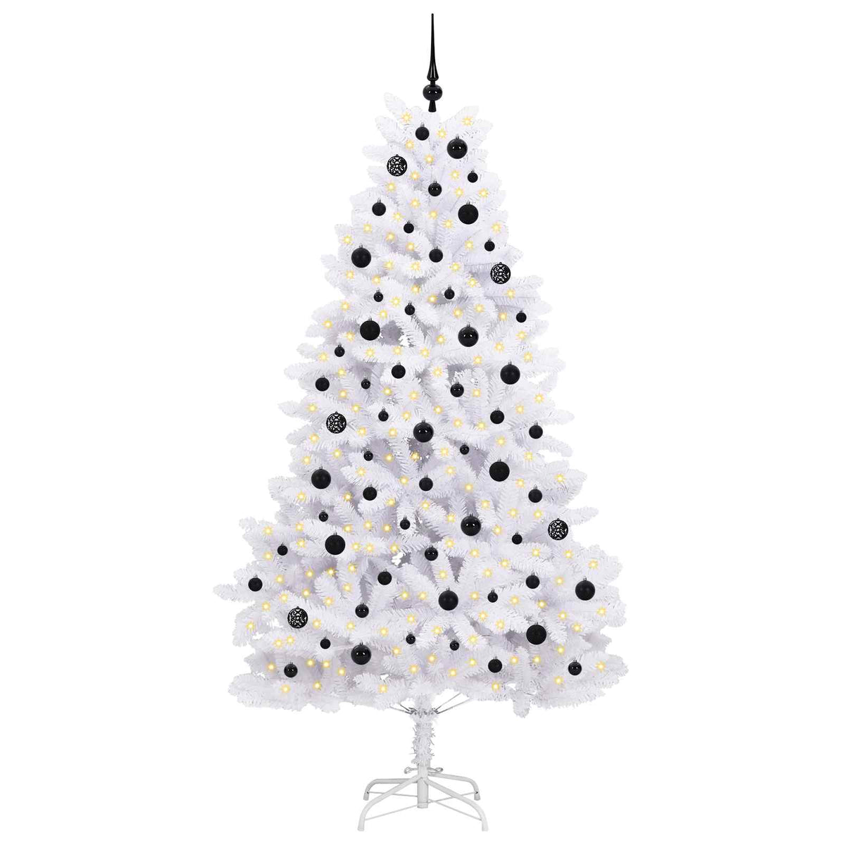 Artificial Hinged Christmas Tree White 210 cm PVC and Steel