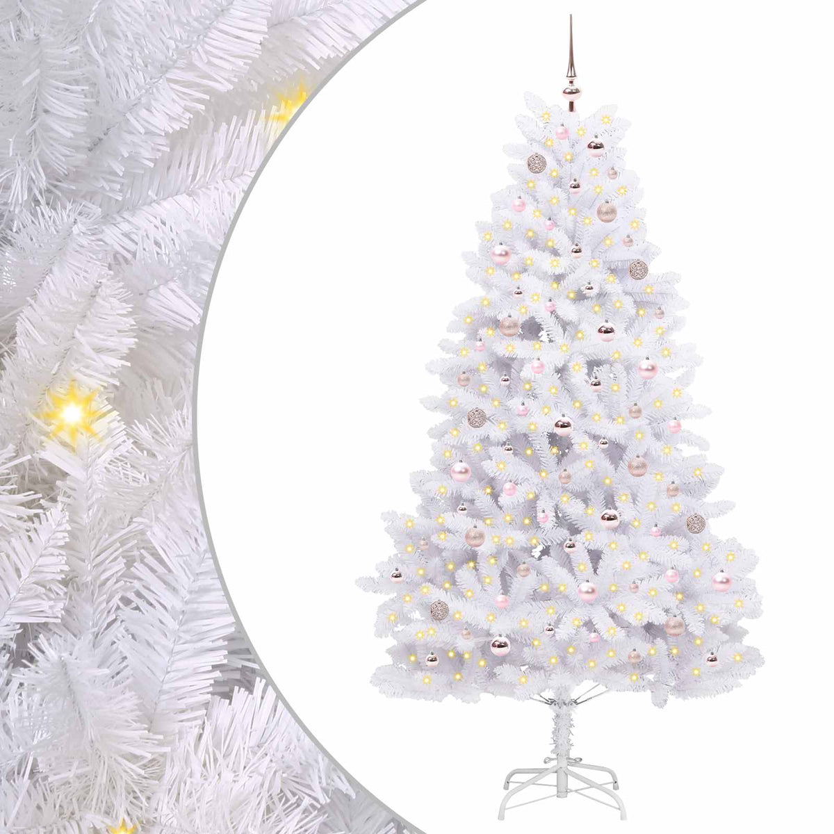 Artificial Hinged Christmas Tree White 210 cm PVC and Steel