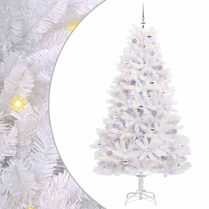 Artificial Hinged Christmas Tree White 210 cm PVC and Steel