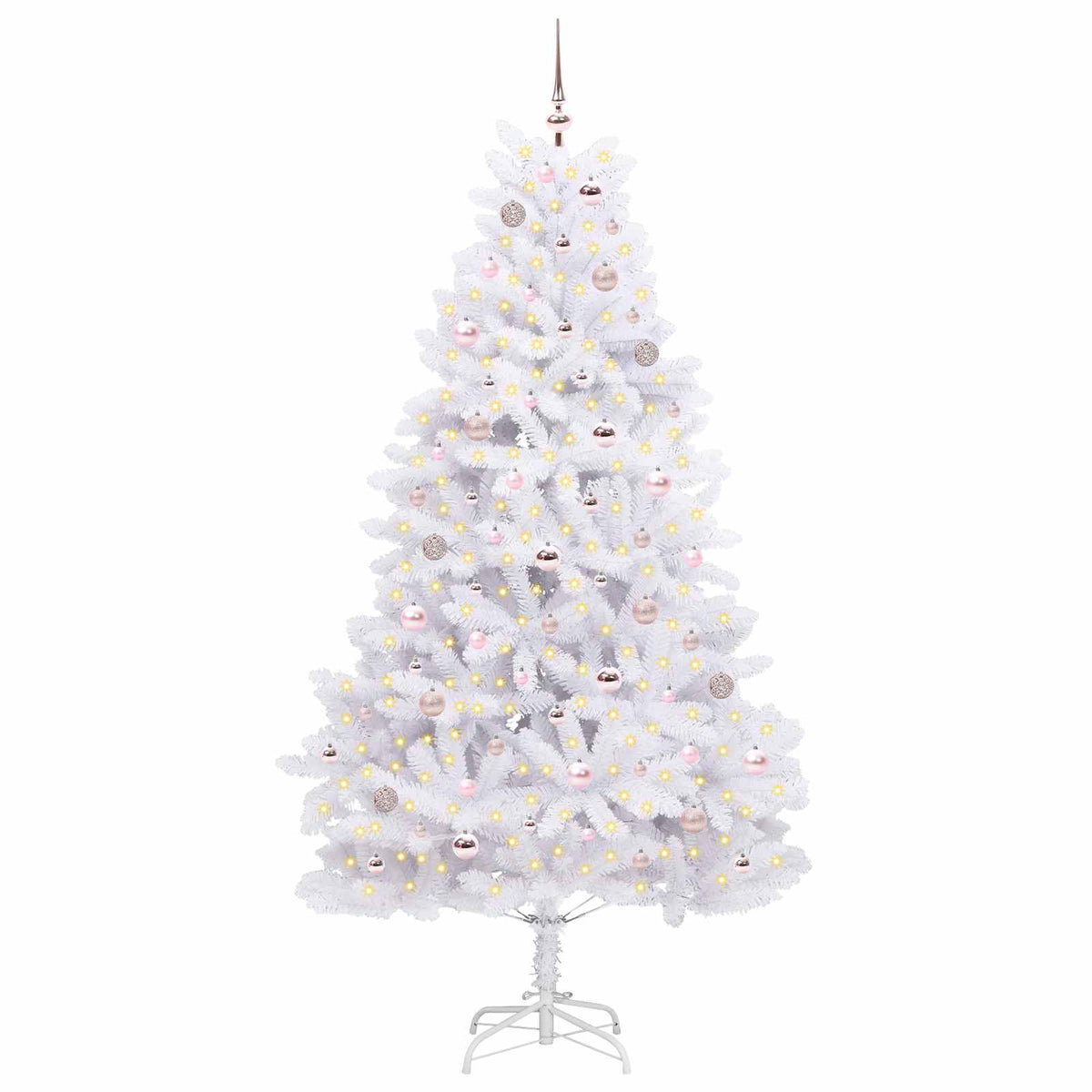 Artificial Hinged Christmas Tree White 210 cm PVC and Steel