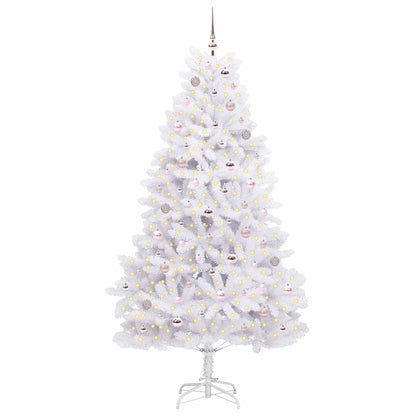 Artificial Hinged Christmas Tree White 210 cm PVC and Steel