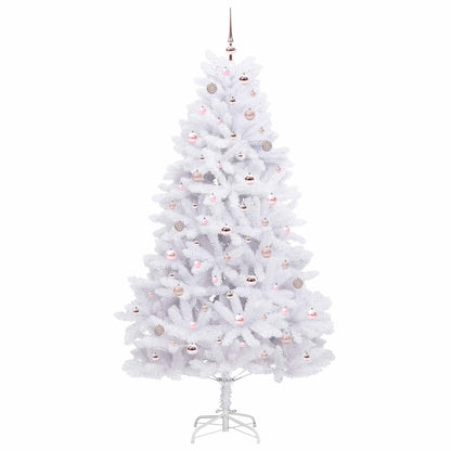 Artificial Hinged Christmas Tree White 210 cm PVC and Steel