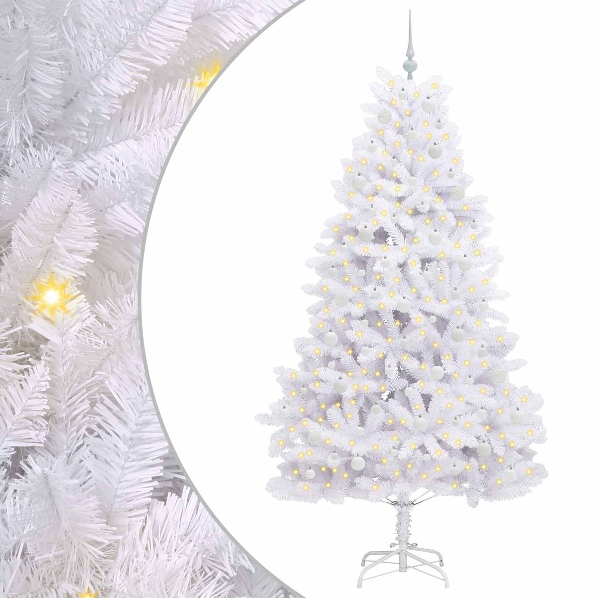 Artificial Hinged Christmas Tree White 210 cm PVC and Steel
