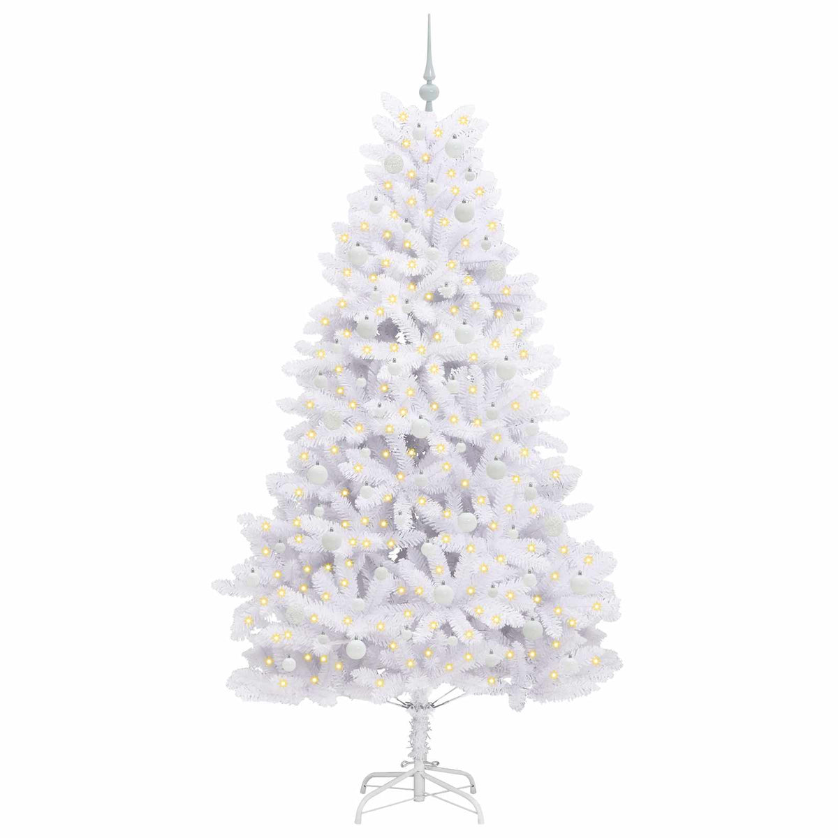 Artificial Hinged Christmas Tree White 210 cm PVC and Steel