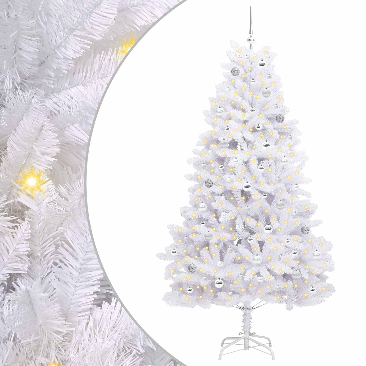Artificial Hinged Christmas Tree White 210 cm PVC and Steel
