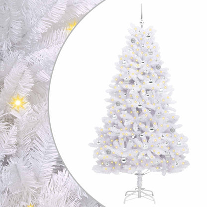 Artificial Hinged Christmas Tree White 210 cm PVC and Steel