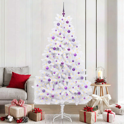 Artificial Hinged Christmas Tree White 210 cm PVC and Steel