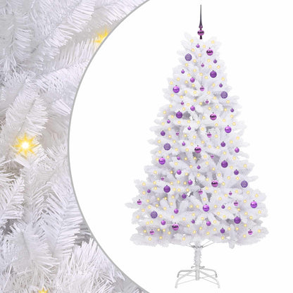 Artificial Hinged Christmas Tree White 210 cm PVC and Steel