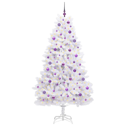 Artificial Hinged Christmas Tree White 210 cm PVC and Steel