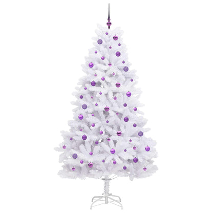 Artificial Hinged Christmas Tree White 210 cm PVC and Steel