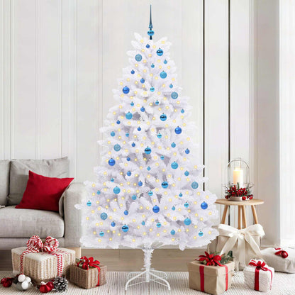 Artificial Hinged Christmas Tree White 210 cm PVC and Steel