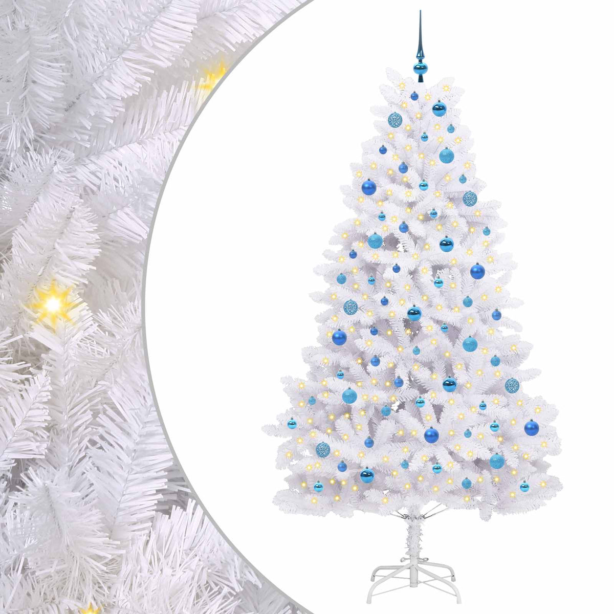Artificial Hinged Christmas Tree White 210 cm PVC and Steel