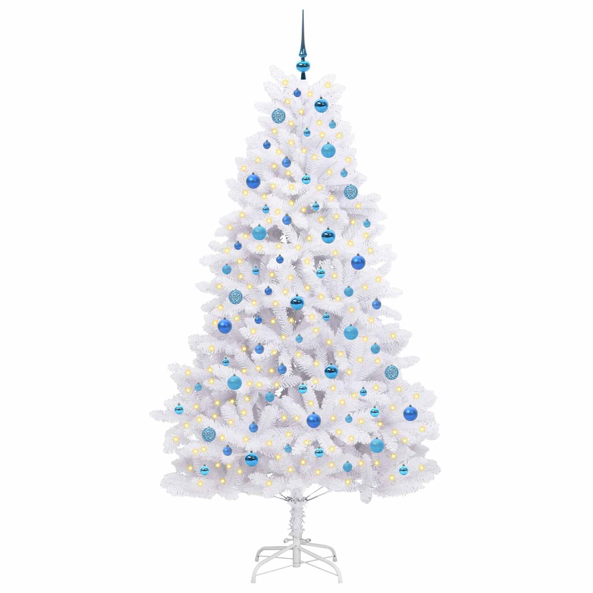 Artificial Hinged Christmas Tree White 210 cm PVC and Steel