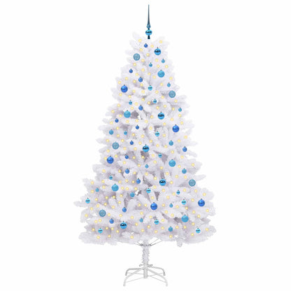 Artificial Hinged Christmas Tree White 210 cm PVC and Steel