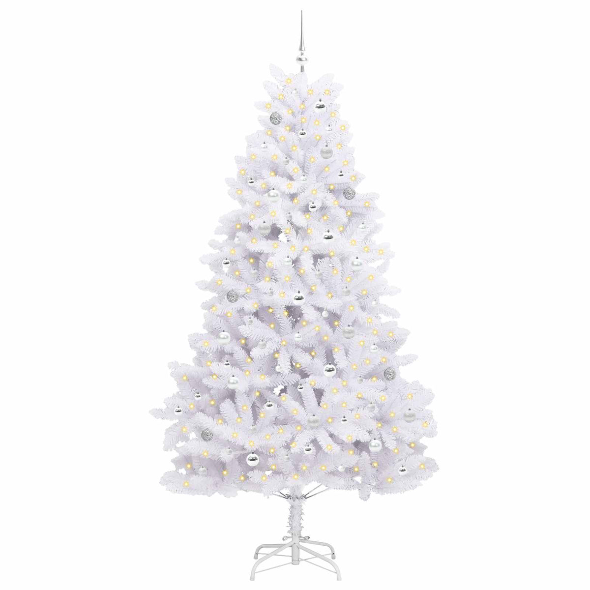 Artificial Hinged Christmas Tree White 240 cm PVC and Steel