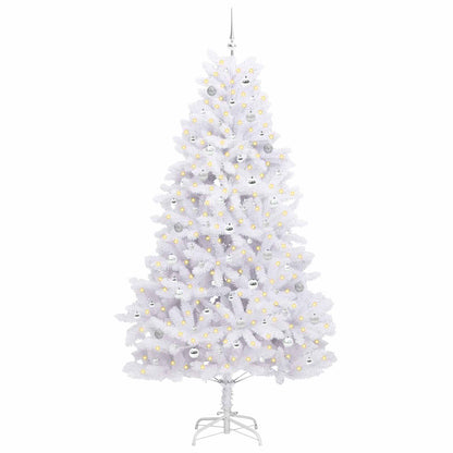 Artificial Hinged Christmas Tree White 240 cm PVC and Steel