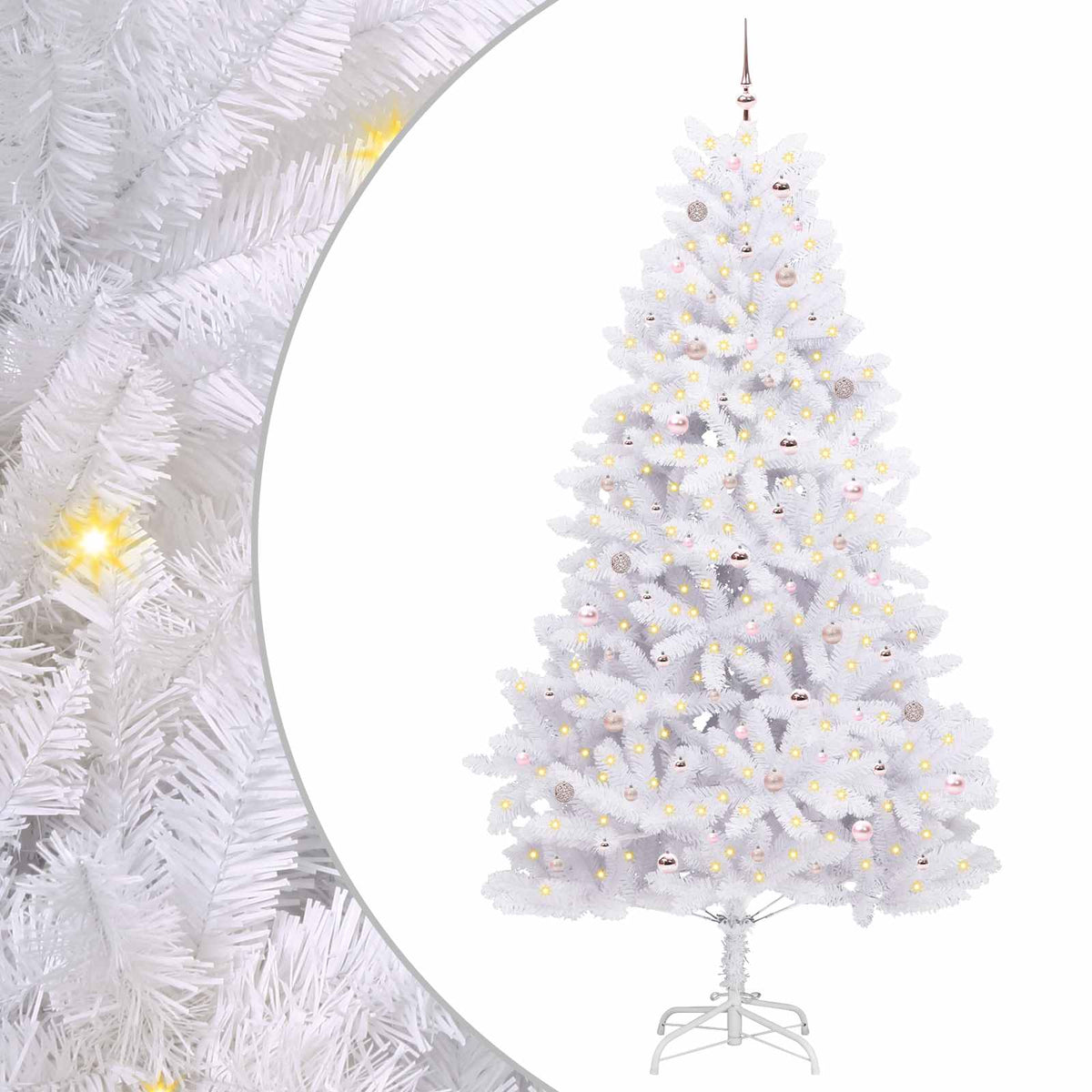 Artificial Hinged Christmas Tree White 270 cm PVC and Steel