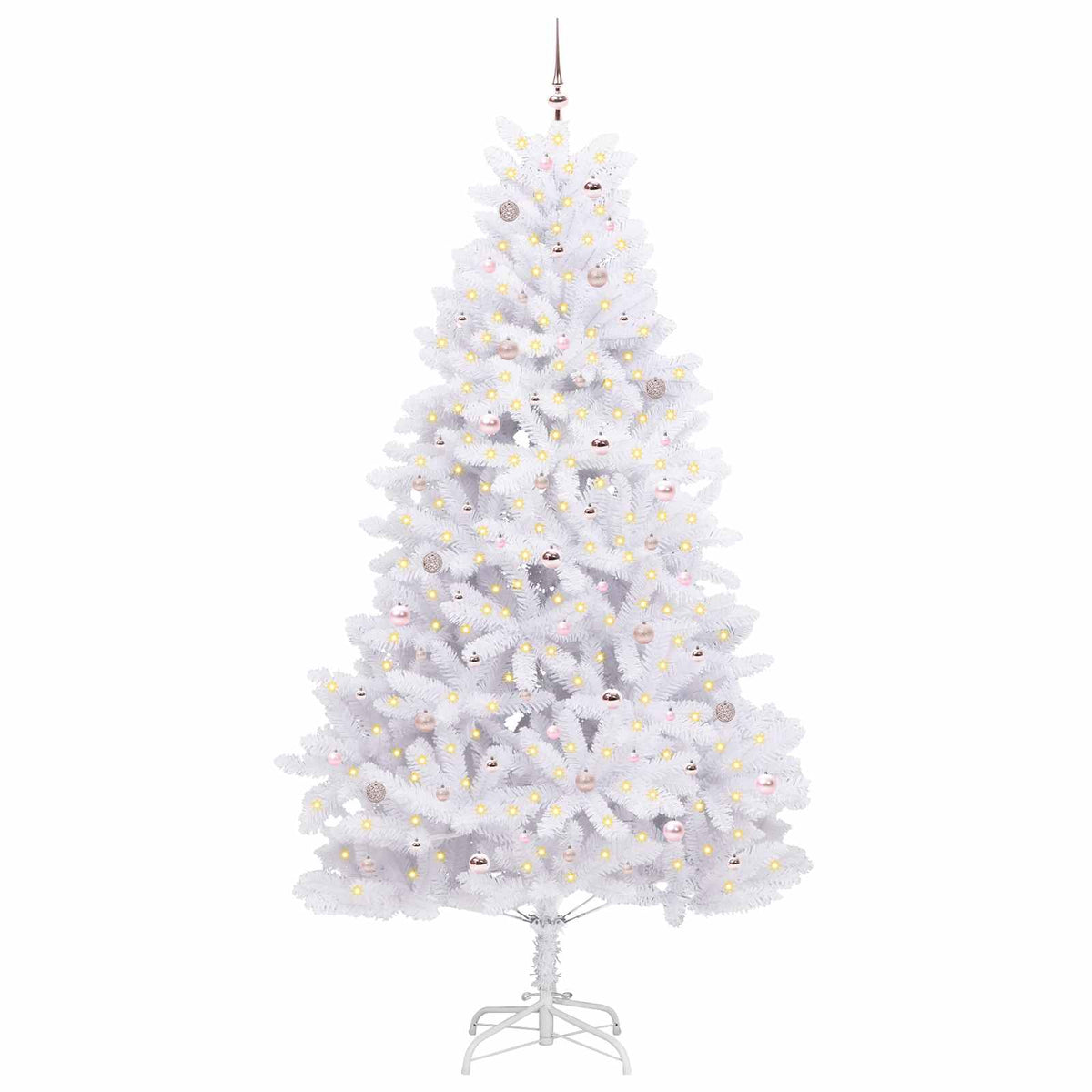 Artificial Hinged Christmas Tree White 270 cm PVC and Steel