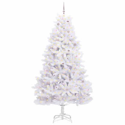 Artificial Hinged Christmas Tree White 270 cm PVC and Steel