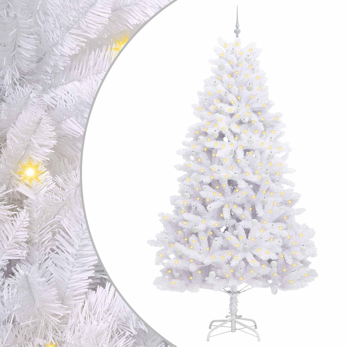 Artificial Hinged Christmas Tree White 270 cm PVC and Steel