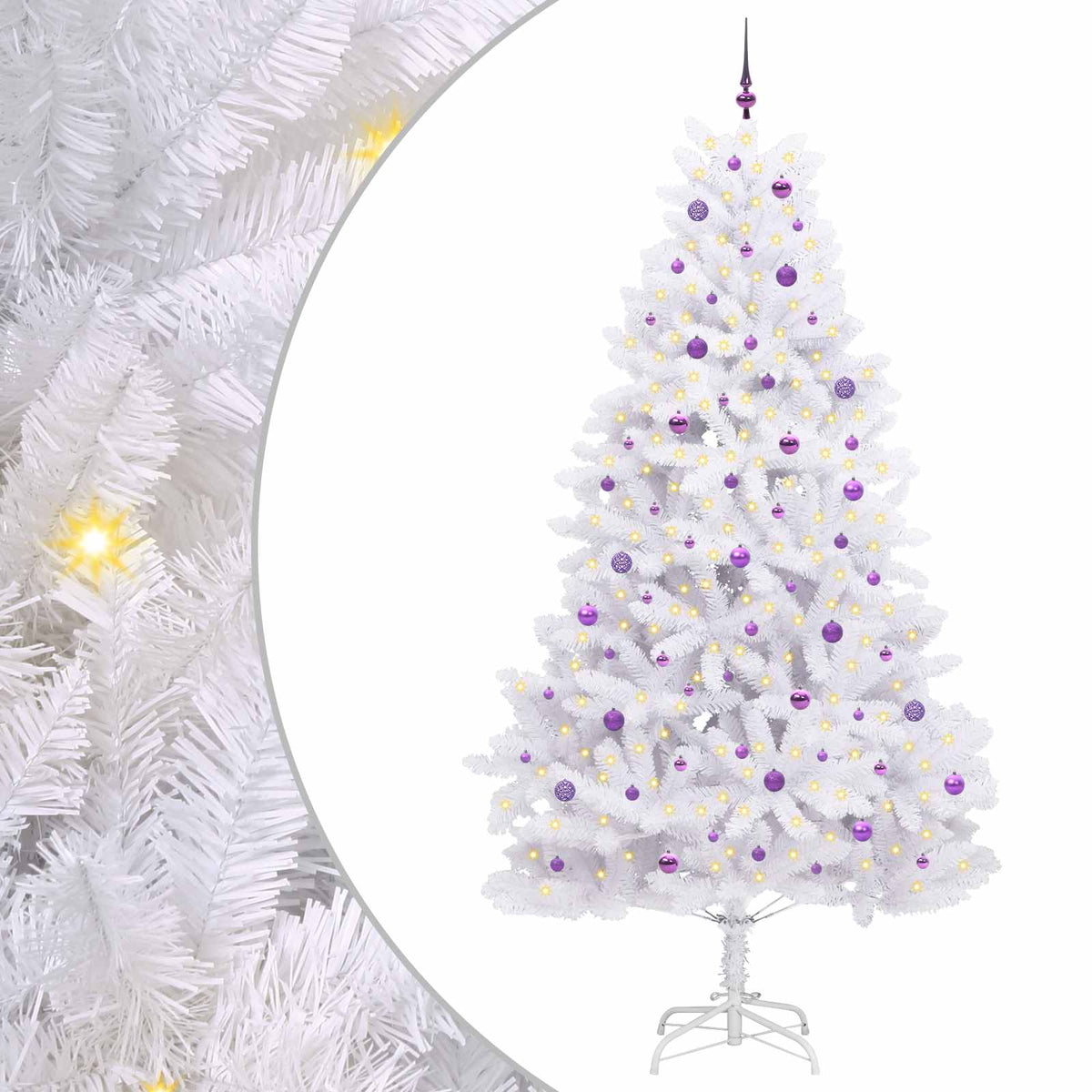 Artificial Hinged Christmas Tree White 270 cm PVC and Steel