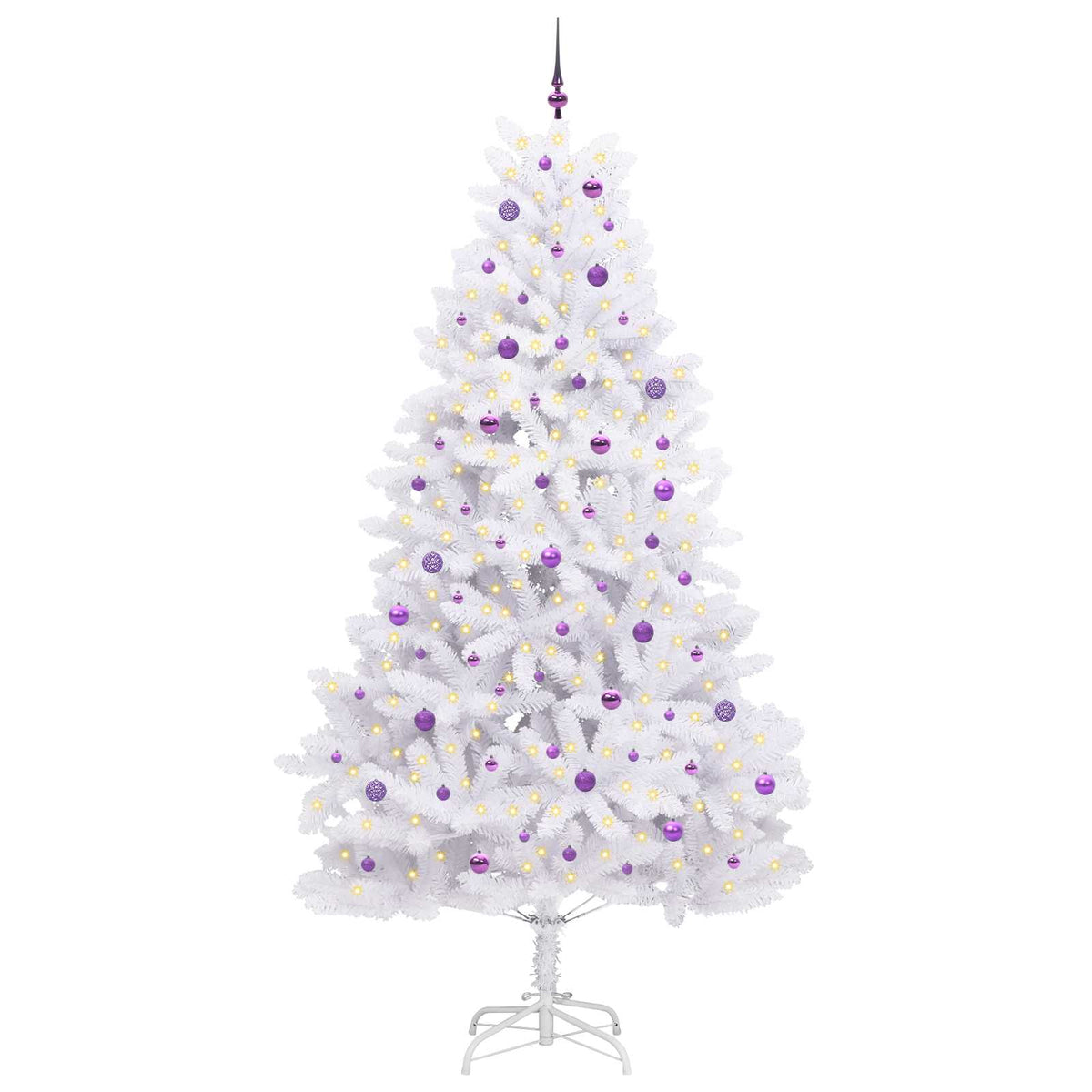 Artificial Hinged Christmas Tree White 270 cm PVC and Steel