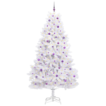 Artificial Hinged Christmas Tree White 270 cm PVC and Steel