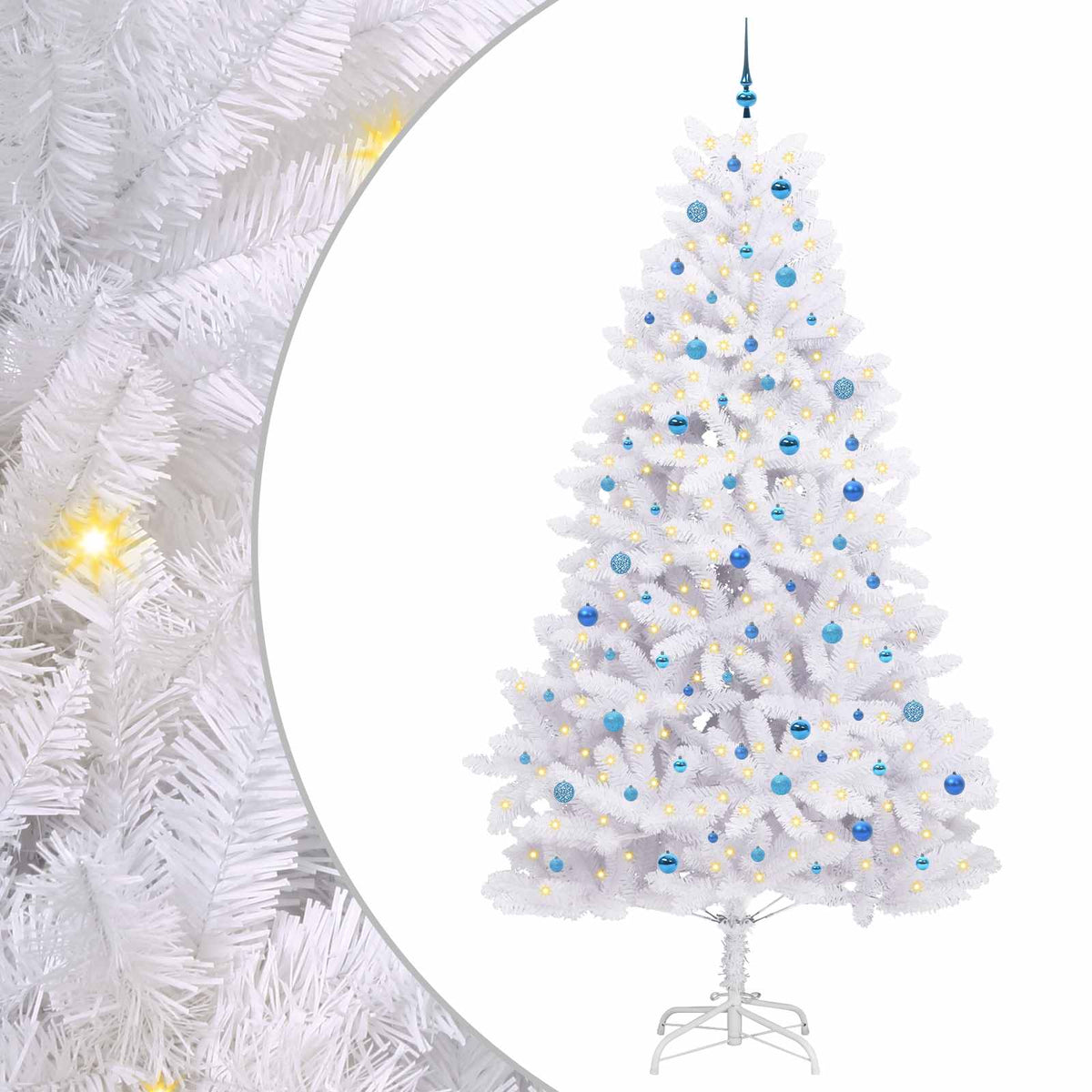 Artificial Hinged Christmas Tree White 270 cm PVC and Steel