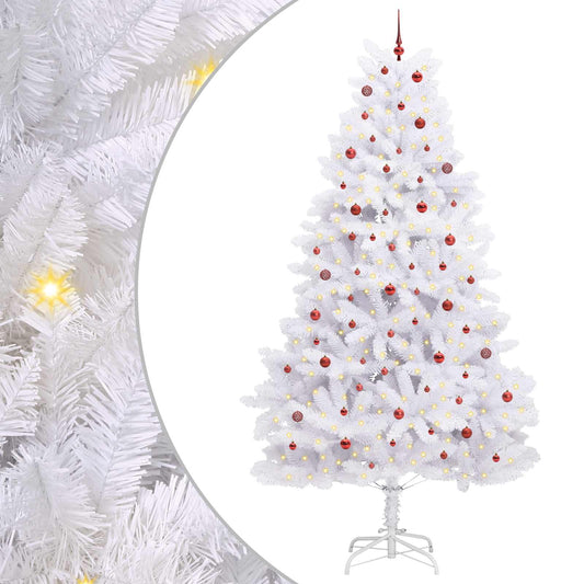 Artificial Hinged Christmas Tree White 300 cm PVC and Steel