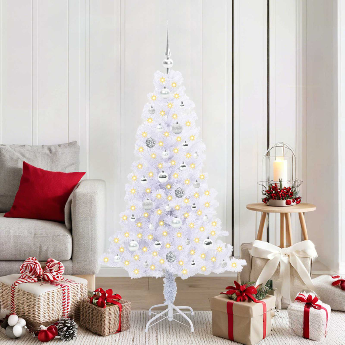 Artificial Christmas Tree with Stand White 150 cm PVC and Steel