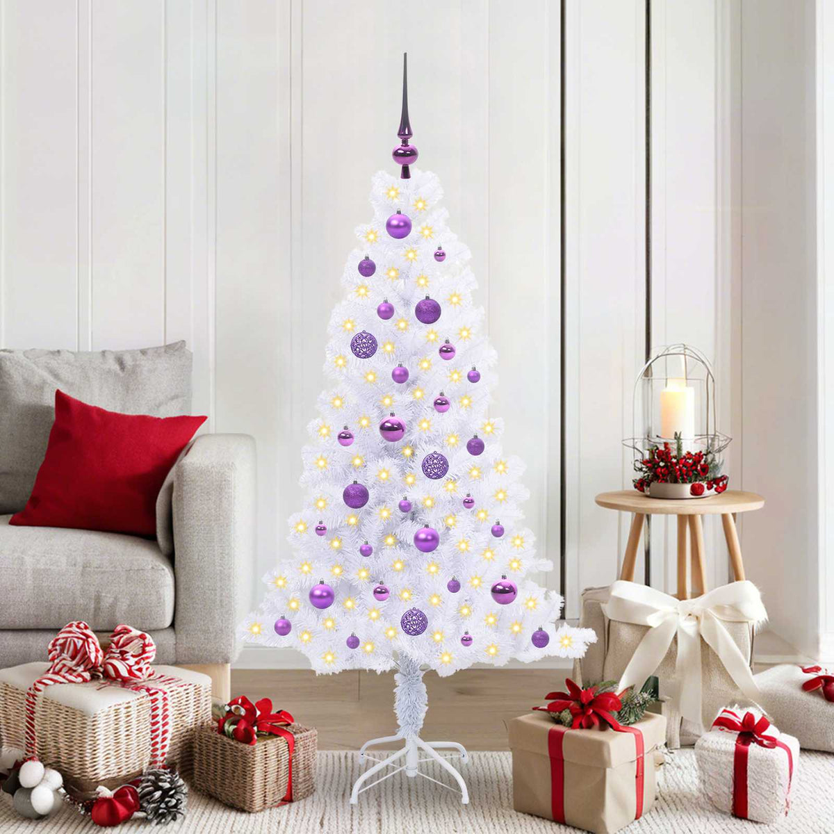 Artificial Christmas Tree with Stand White 150 cm PVC and Steel
