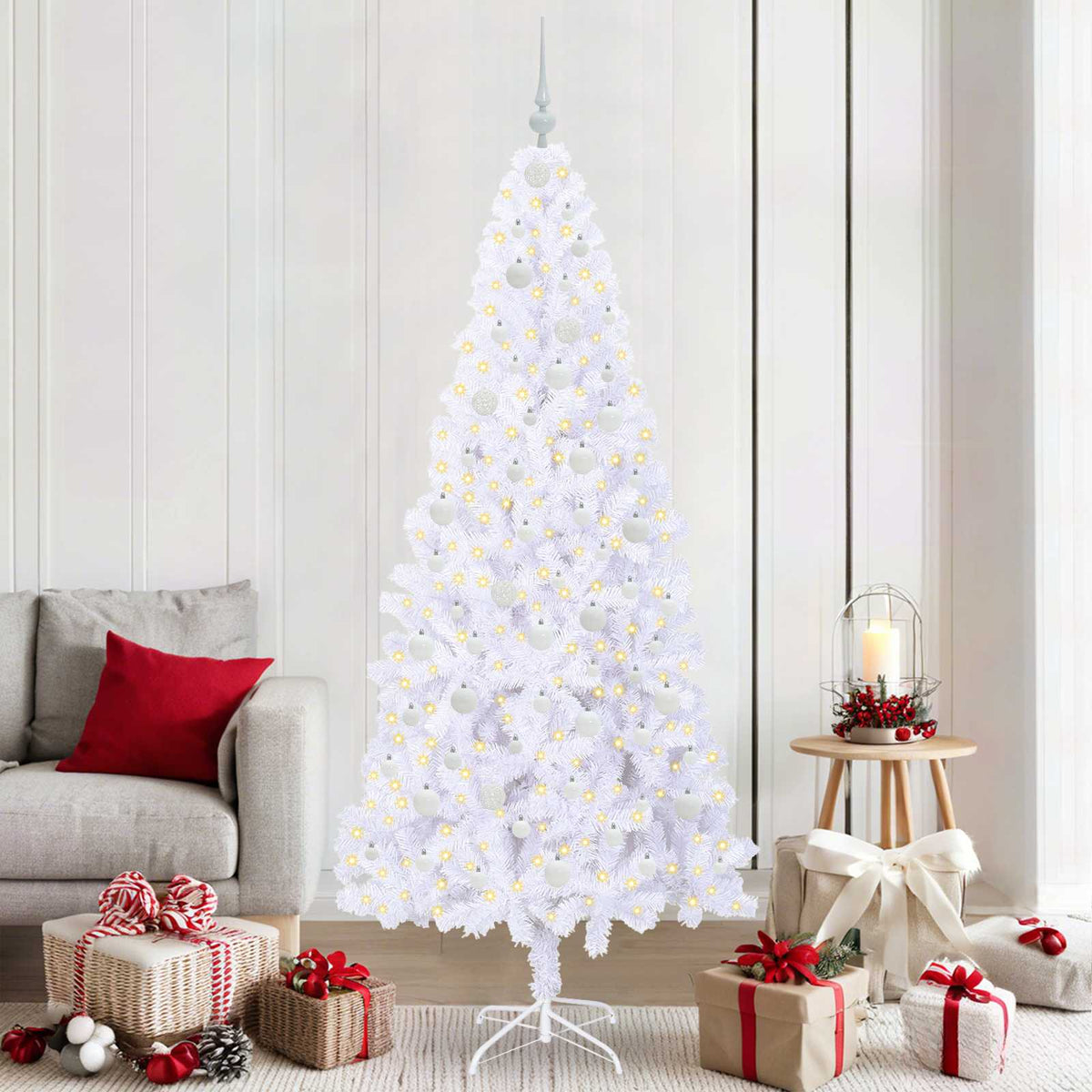 Artificial Christmas Tree with Stand White 210 cm PVC and Steel