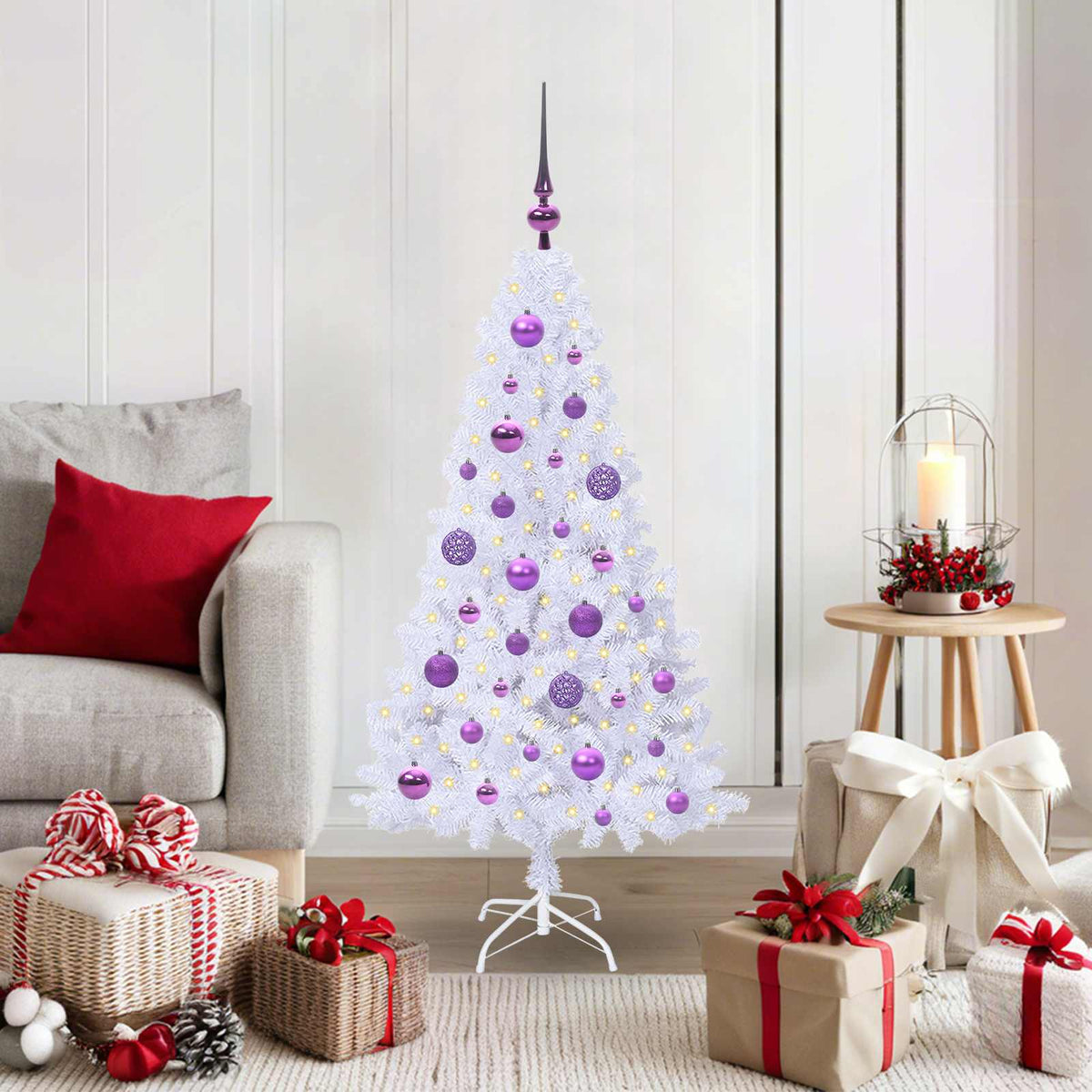 Artificial Christmas Tree White 120 cm PVC and Steel