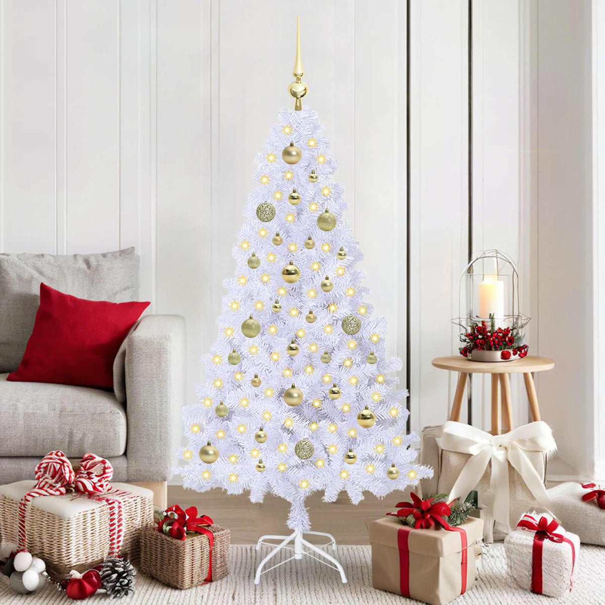 Artificial Christmas Tree White 150 cm PVC and Steel