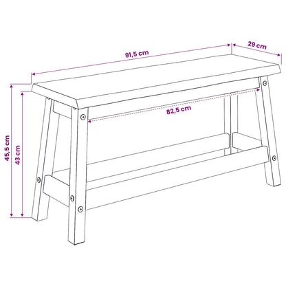 Dining Bench EKAI White 91.5 x 29 x 45.5 cm Solid Pine Wood