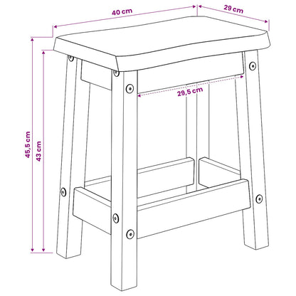 Bar Stool EKAI 2 pcs Black 40 x 29 x 45.5 cm Solid Pine Wood