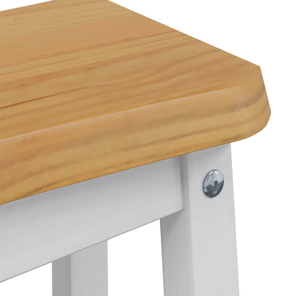 Bar Stool EKAI 2 pcs White 40 x 29 x 45.5 cm Solid Pine Wood
