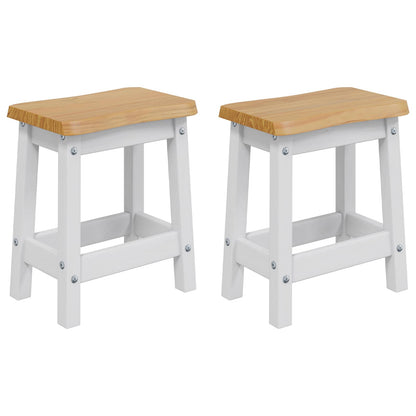 Bar Stool EKAI 2 pcs White 40 x 29 x 45.5 cm Solid Pine Wood