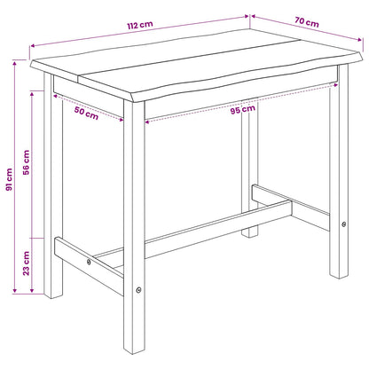 High Bar Table EKAI White 112 x 70 x 91 cm Solid Pine Wood