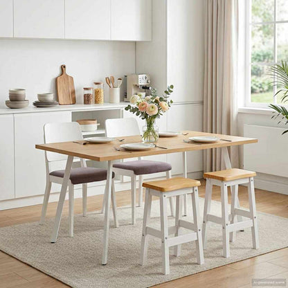High Bar Stool EKAI 2 pcs White 40 x 29 x 63 cm Solid Pine Wood