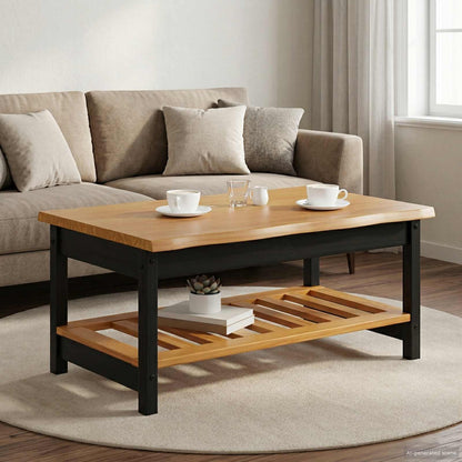 Coffee Table EKAI Black 100 x 60 x 45.5 cm Solid Pine Wood