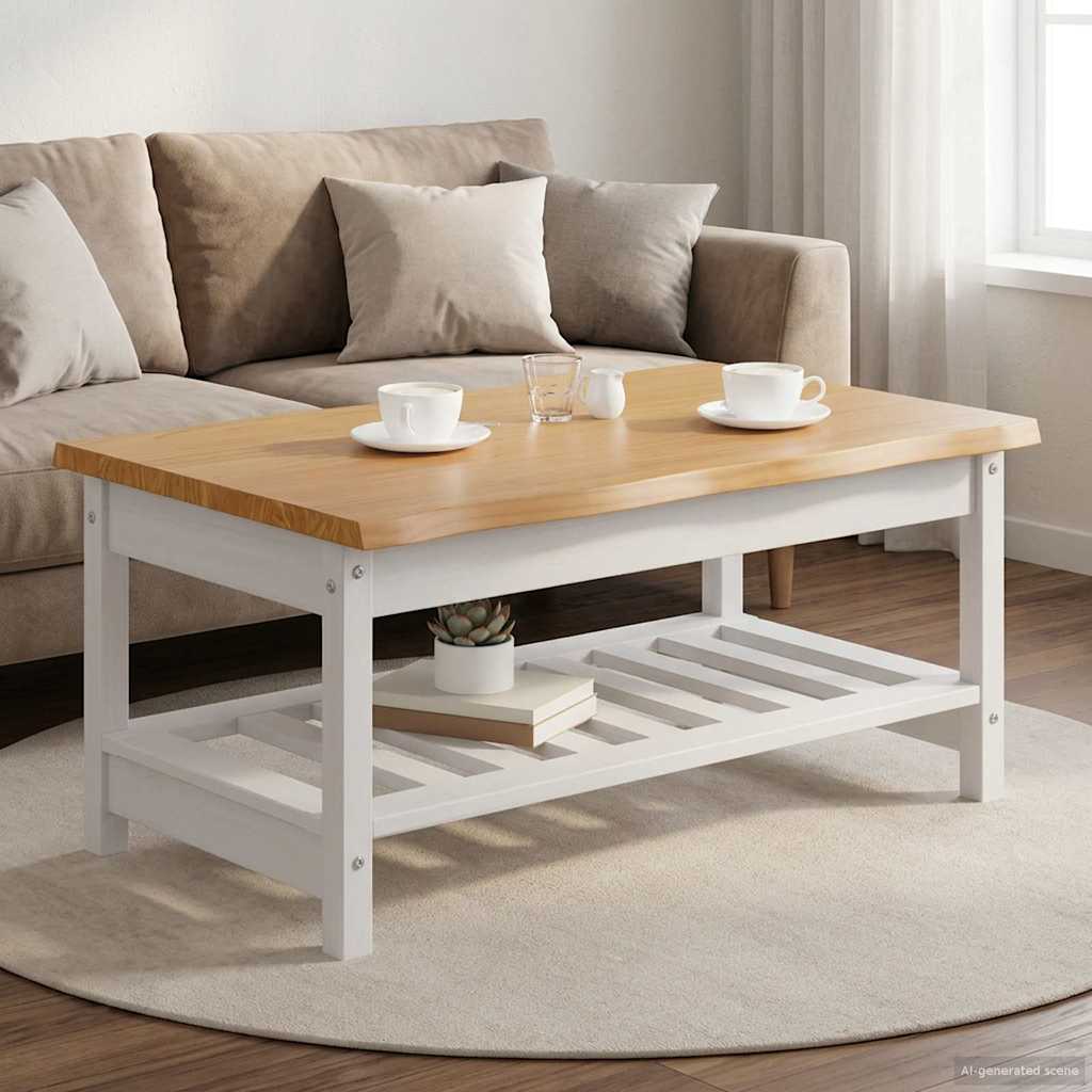 Coffee Table EKAI White 100 x 60 x 45.5 cm Solid Pine Wood