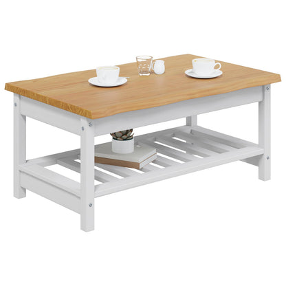 Coffee Table EKAI White 100 x 60 x 45.5 cm Solid Pine Wood