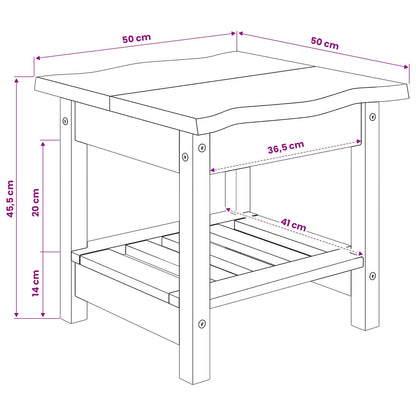 Side Table EKAI White 50 x 50 x 45.5 cm Solid Pine Wood