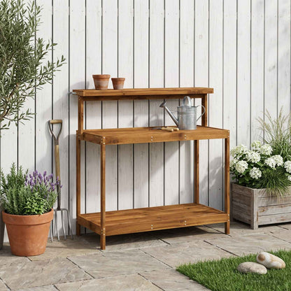Outdoor Potting Bench 111.5 x 48.5 x 107 cm Solid Acacia Wood